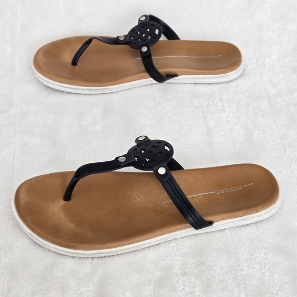 Report Jocelyn Black Thong Sandals Minimalist Resort Beach Summer‎ Vacation Sz 8 - Picture 3 of 7